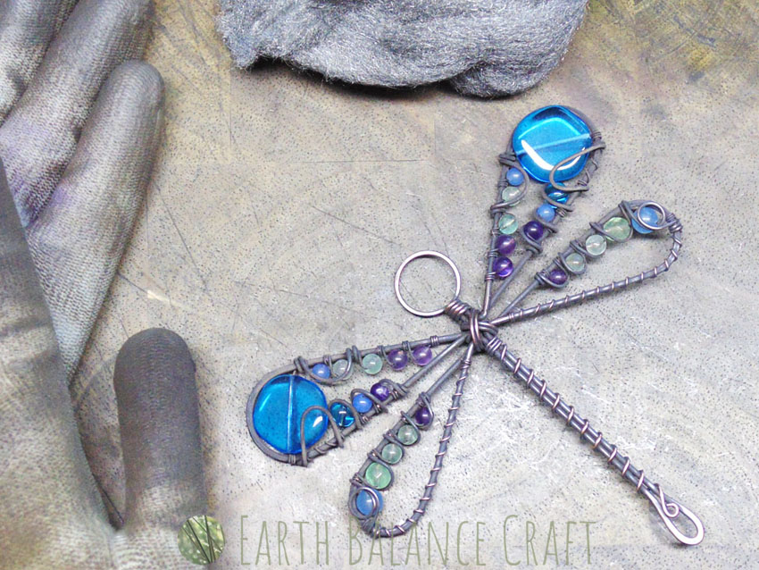 Glass & Crystal Beaded Sun Catcher Jewelry Making Kit - Dragonfly